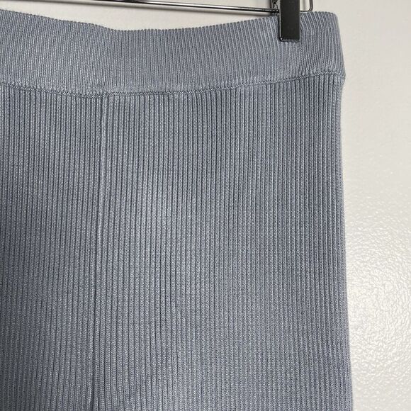 ABERCROMBIE & FITCH Ribbed Knit Flare Pant Medium Blue Split Front Lounge Casual - Picture 7 of 8